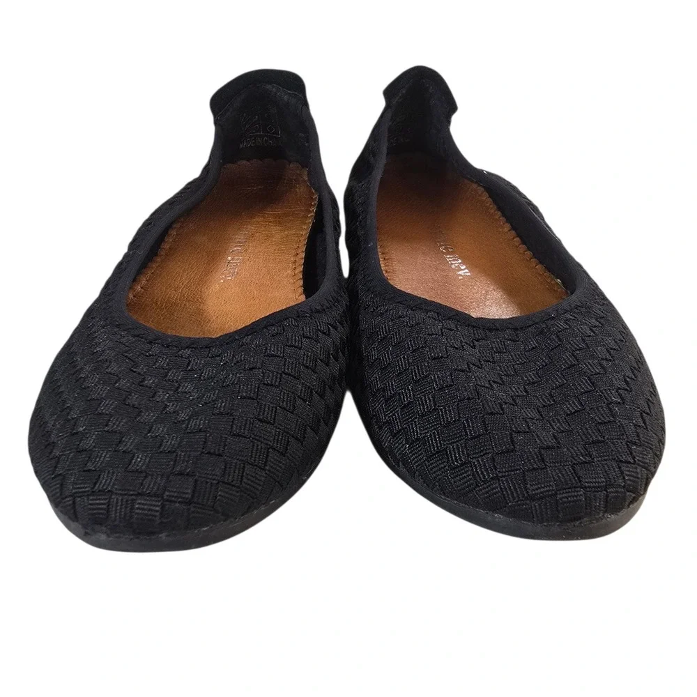 Bernie Mev Ballet Flats Womens 38 Black Woven Elastic Pointed Toe Classic Comfy